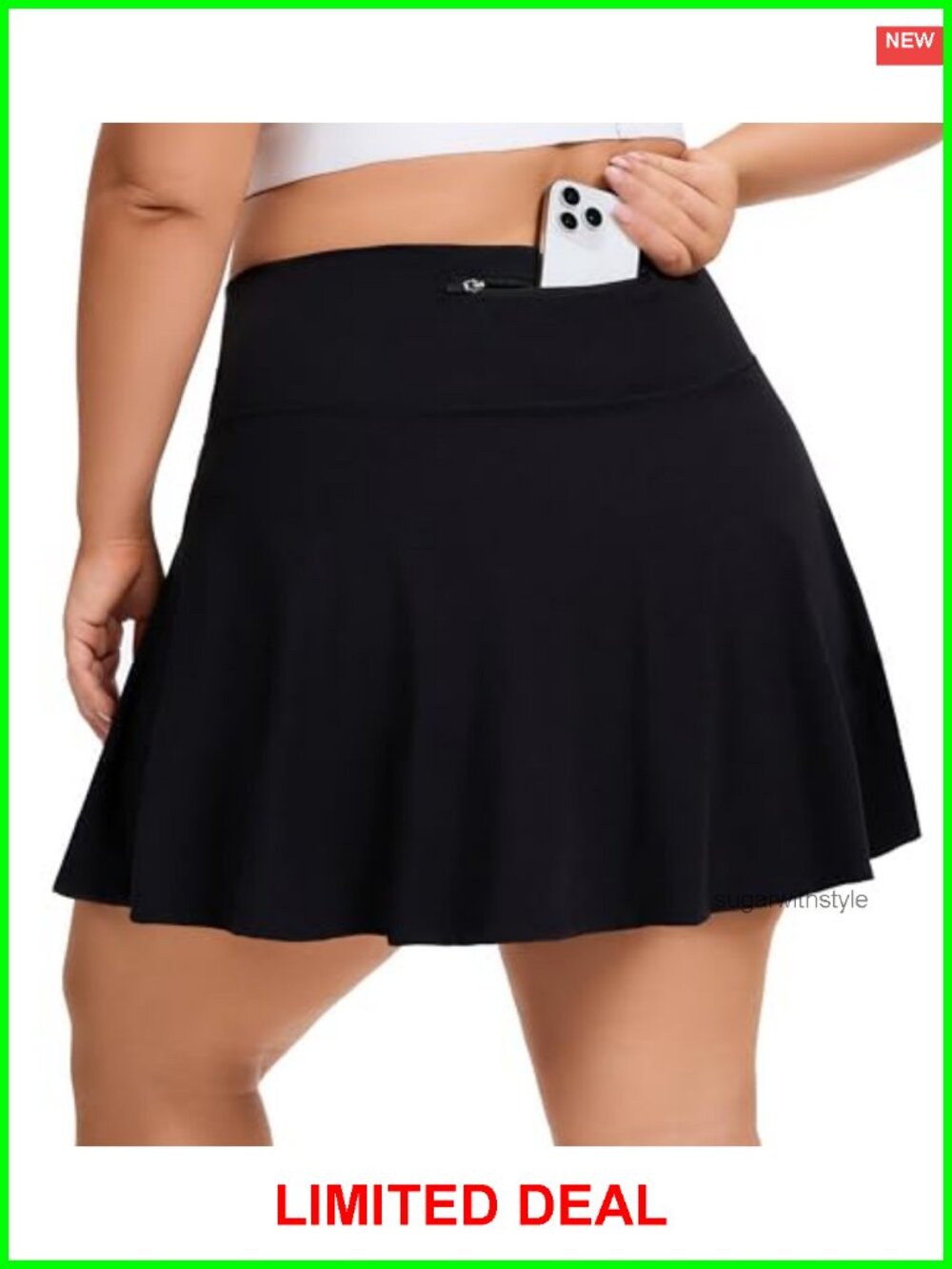 Plus Size High Waisted Tennis Golf Skort with Inner Shorts Pockets Athletic